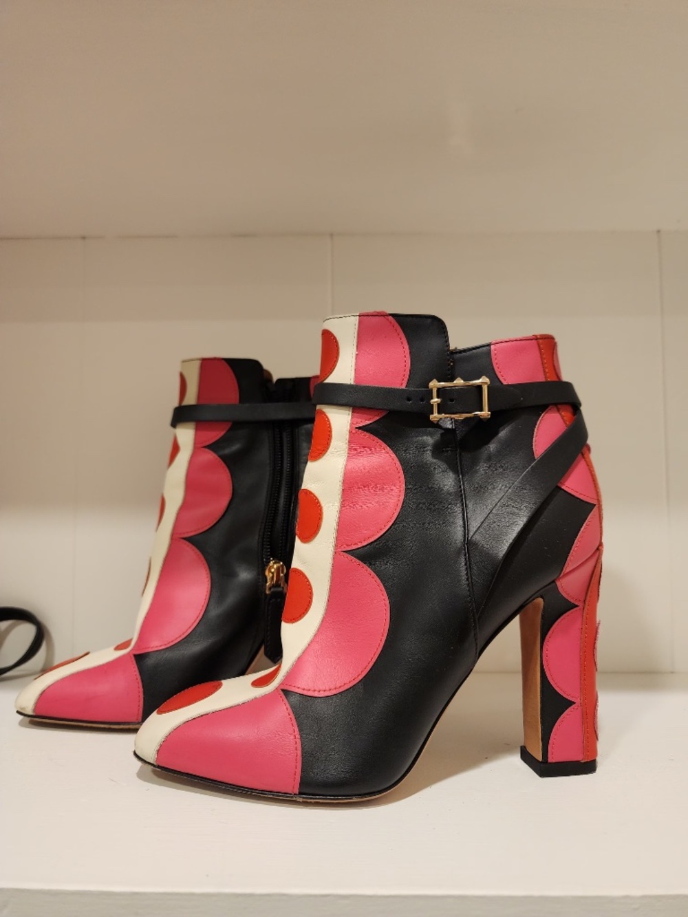 Valentino Garavani Carmen Multicolor Polka Dot Ankle Boots